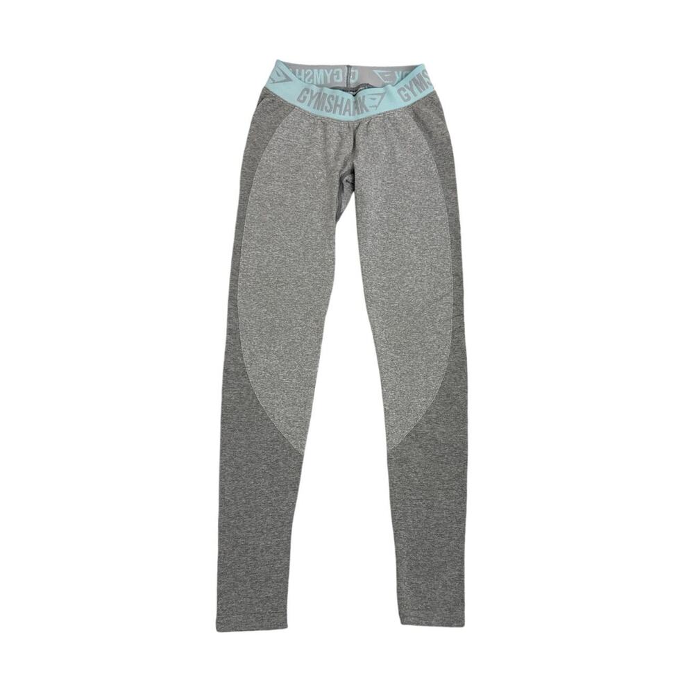 Gymshark Athletic Leggings Flex Gray Blue Logo Athleisure Pants Size Women's XS